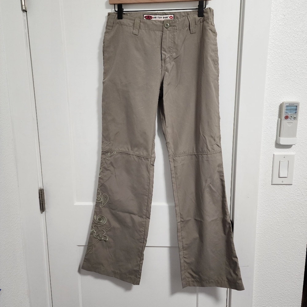 Y2K One Tuff Babe OTB Sage Floral Embroidered Pants